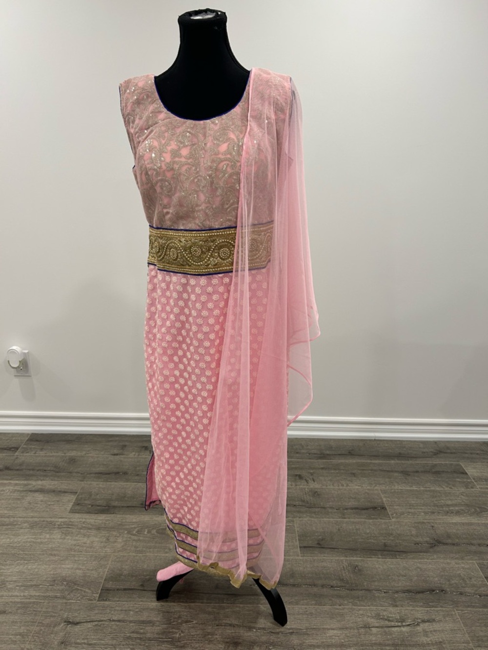 Pink & Gold Embroidered Indian Suit